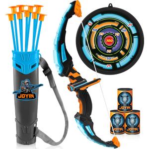 JOYIN LED Bow and Arrow for Kids, Light Up Archery Toy Play Set with Suction Cups Arrows, Targets & Arrow Case, Indoor and Outdoor Hunting Play Gift Toys for Boys Girls 6-12