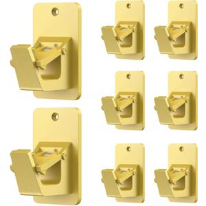 Adhesive No Drill Curtain Rod Brackets - Heavy Duty 30LB Holders for Bathroom Bedroom Kitchen, Universal Damage-Free Window Rod Hooks with Nail-Free Installation (8PC Gold)