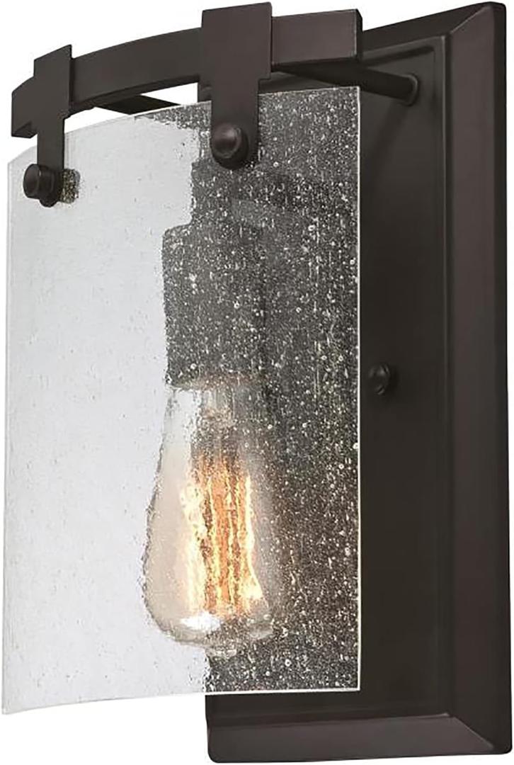 Ciata Exterior Outdoor Light for House Fixture Wall Mount Light Lantern Sconce, 12-Inch, 60-Watt, E26 Medium Bulb, Oil Rubbed Bronze Light Fixture Front Porch Altair Lights with Clear Seeded Glass