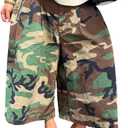 Unybwonn Women Baggy Cargo Jeans Camo Army Fatigue Wide Leg Harem Cropped Denim Pants Camouflage Jean Trousers (XL)