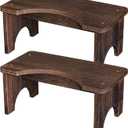 AZEN 2 Pack Wood Toilet Stool Squat Adult, Poop Stool for Bathroom Adults, Portable Toilet Potty Stools for Adults, 7 Inch Height (Black)