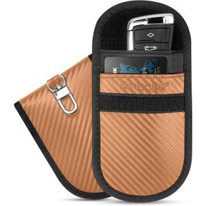 TICONN 2PK Faraday Bags for Car Keys Fob, 3.25"X4.75" Faraday Cage Protector, Car RFID Signal Blocking, Anti-Theft Pouch Anti-Hacking Case Blocker (Bronze, S)