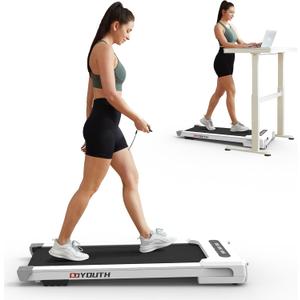 GOYOUTH 2 in 1 Under Desk Electric Treadmill Motorized Exercise Machine with Wireless Speaker, Remote Control and LED Display, Walking Jogging Machine for Home/Office Use