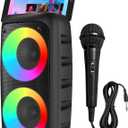 Karaoke Machine for Adults Kids, Colorful LED Lights, Portable Bluetooth Speaker with 1 Wired Mic Support TWS/TF/USB/AUX for Home Party Stage, Outdoor, Xmas Gifts, Outdoor