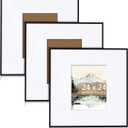 Wonderjune 3 Pcs Matte Black Metal Picture Frames Aluminum Alloy Thin Border Square Frames with Fit for Photo with Mat or Photo Without Mat (24x24 Inch11x14 Inch), 24x24 Inch11x14 Incch