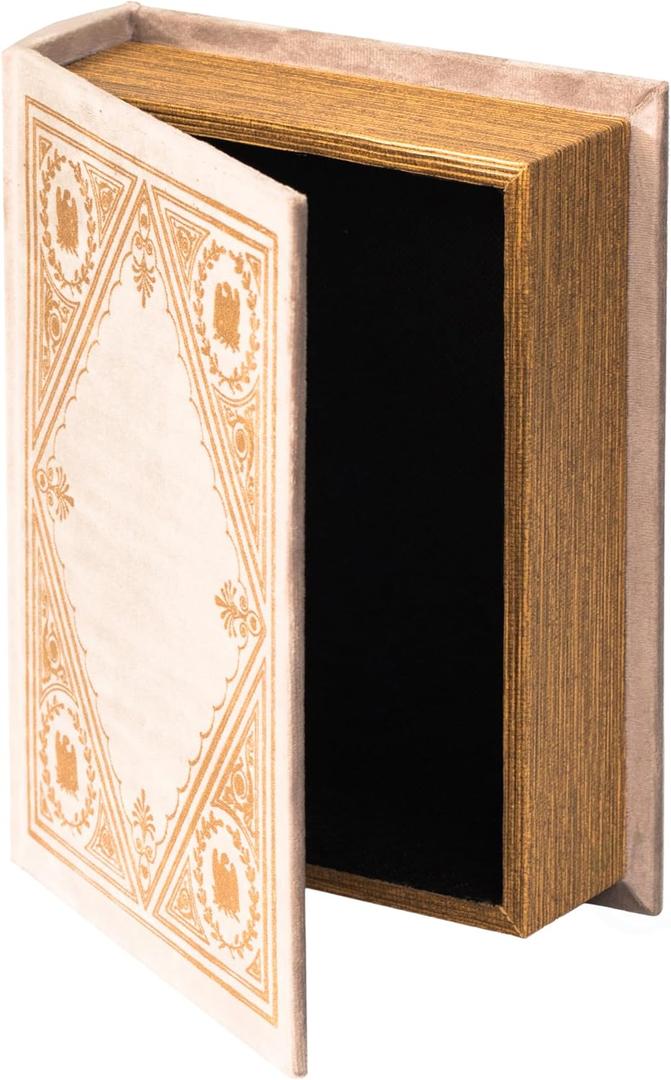 Decorative Vintage Book Shaped Trinket Storage Box, Off White