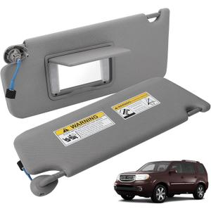 Left Driver Side Sun Visor Compatible with Honda Pilot 2009 2010 2011 2012 2013 2014 2015, Gray Sunvisor with Vanity Light/with Makeup Mirror Replace 83280-SZA-A01ZA