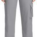 Womens Hiking Pants Lightweight Quick Dry Cargo Pants 4 Pockets Water Resistant Travel Casual Work Athletic Pant (Gray, S)