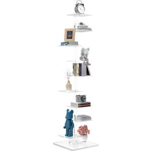 Nynelly 9 Tier Acrylic Bookshelf Invisible Bookshelf, Height Adjustable Vertical Spine Book Tower, Floor Standing Bookcase Display Shelf for Books,Decor, DIY Open Bookcase for Living Room, Office