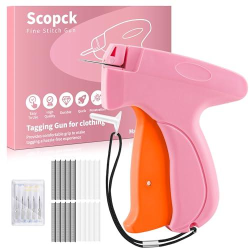 Stitch Gun for Clothes - Handheld Stitch Gun Quick Clothing Fixer - 1000 Black Fasteners & 1000 White Fasteners (Pink/Orange)