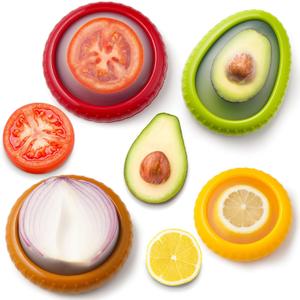 Avocado Saver and Onion Storage Set, 4 Pcs Silicone Fruit Vegetable Anti-oxidation Box,Reusable Fridge Fresh Pod Food Storage,Perfect Lemons Tomato Garlic Containers