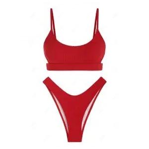 Zaful Women High Cut Bikini Sets String Sexy Swimsuit Two Piece Underwire Bathing Suit Brazilian Cheeky Cut Out Cute Swimwear, Small