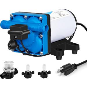 DC HOUSE 110V Camper Water Diaphragm Pump with Power Plug 42-Series 5.5GPM 70PSI High Pressure On Demand Self Priming Water Booster Pump for Kitchen Bathroom RV Garden Hose Rain Barrel Sprinkler