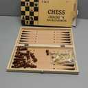 Folding Storage Wooden Chess Board Sets - 3 in 1 Chess Board Game for Adults and Kids (Backgammon, Checkers), Exquisite Wooden Chess Set