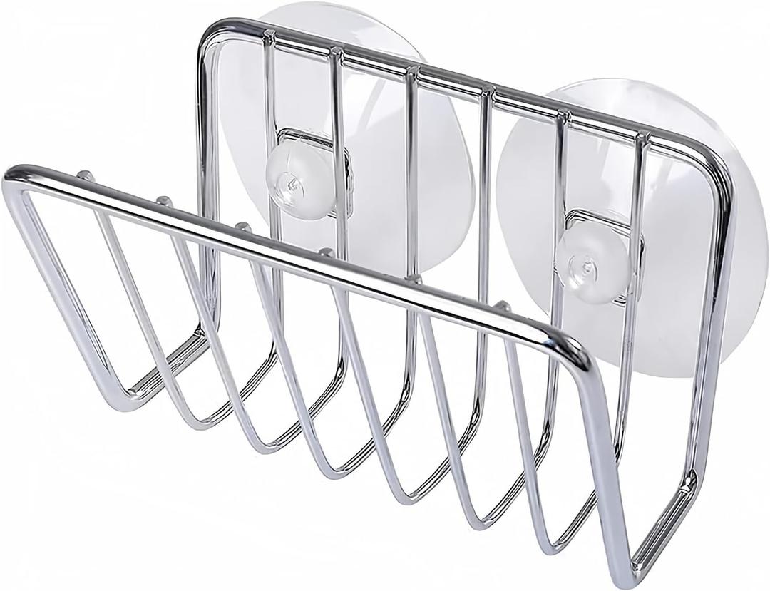 Toplife Sponge Holder for Kitchen Sink, Stainless Steel Suction Cup Sponge Caddy - Silver
