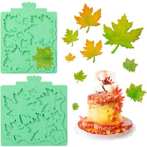 KALAIEN Leaf Molds Silicone,Leaves Chocolate Mold Fondant Molds Silicone for Clay Crafts Air Dry,3D Candy Gumpaste Moulds Set of 2 (Maple Leaf)