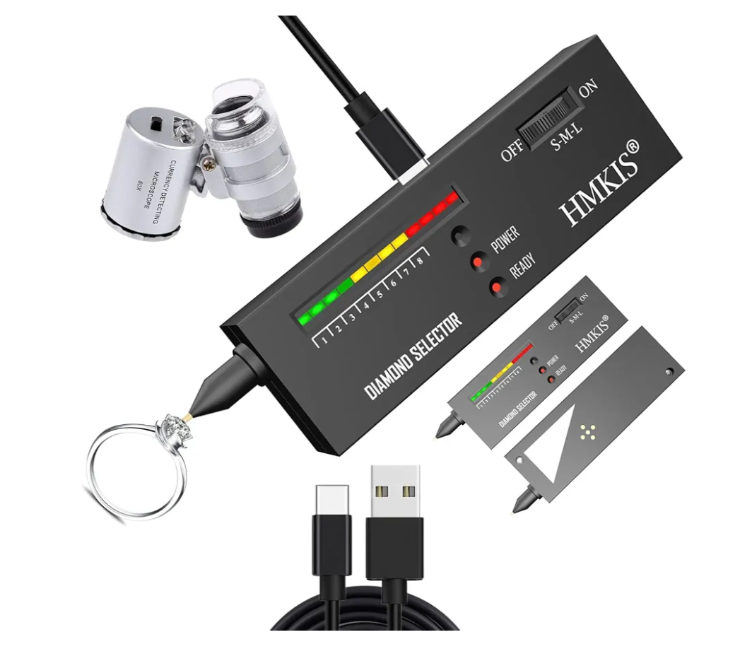 Diamond Tester Pen, Professional Jewelry Diamond Tester with 60X Jewelry Loupe Magnifier, Diamond Selector for Novice and Expert (Non-Rechargeable)