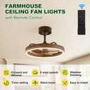 Farmhouse Fandelier Retro Ceiling Fan with Light, 20" Rustic Brown Dimmable LED Chandelier Ceiling Fans, Low Profile Smart Bladeless Ceiling Fan Lights 6 Speeds for Bedroom, Living Room, 19.7 Inch
