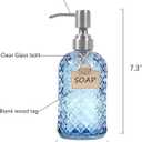 Funly mee Bathroom & Kitchen Glass Hand and Dish Soap Dispenser with 304 Rustproof Stainless Steel Pump (Blue)