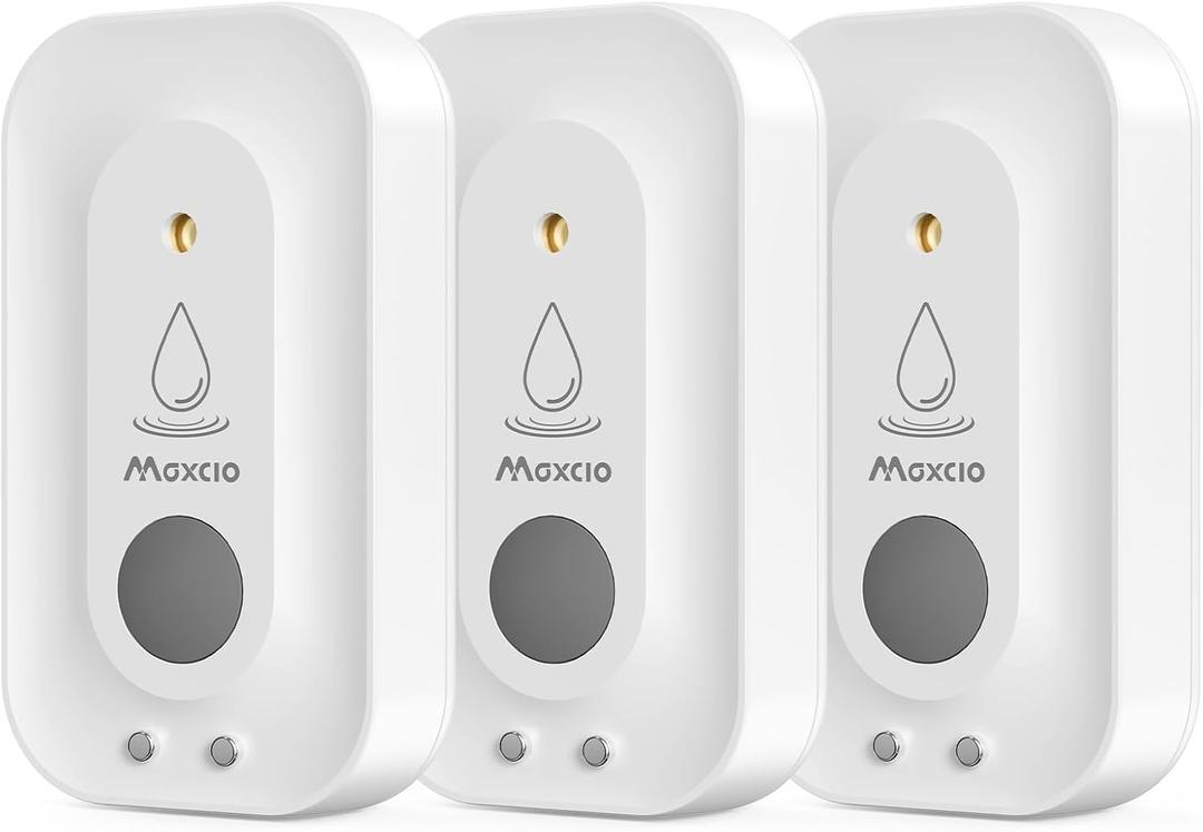 MAXCIO Water Leak Detectors 3 Pack, 110dB Adjustable Smart Water Sensor, Leak and Drip Alert, IP66 Waterproof for Basement, Bathroom, and Kitchen