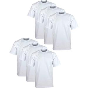 Pro Club Men's 6-Pack Heavyweight Cotton Short Sleeve Crew Neck T-Shirt (White, L)