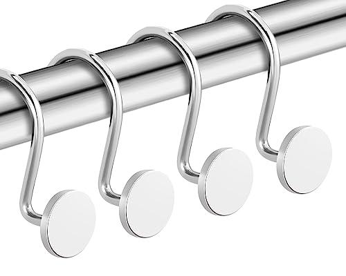 CHICTIE Chrome Shower Curtain Hooks, Rustproof Shower Curtain Rings for Bathroom, Metal Shower Hooks for Shower Curtain Rod, Modern Decorative Shower Curtain Hangers Set of 12, Round Heavy Duty Design