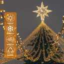 1 Pcs 24 Inch Christmas Glitter Bethlehem Star Large LED Outdoor Xmas Lights Powered Hanging Outdoor Lighted Christmas Star for Yard Porch Festival Xmas Holiday Nativity Wedding (White)