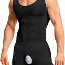 TAILONG Mens Shapewear Tummy Control Bodysuit Sleeveless Compression Shirts Slimming Body Shaper Fajas Para Hombres (Medium, Black)