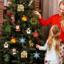 Jenaai 36 Set Christmas Wooden Painting Kit DIY Unfinished Blank Ornaments Craft Set Snowman Santa Xmas Tree Hanging Decorations Birthday Holiday Party Favor for Kids Christmas