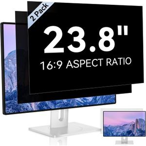 [2 Pack] 23.8 Inch Computer Privacy Screen for 16:9 Aspect Ratio Widescreen Monitor, Eye Protection Anti Glare Blue Light Computer Monitor Privacy Filter, Removable Anti-Scratch 23.8in Protector