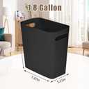 Versatile 1.8 Gallon Plastic Trash Can - The Compact Bin for Bathroom, Kitchen, or Home Office - Black