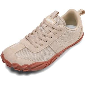 UBFEN Sneakers Barefoot Shoes for Womens Mens Minimalist Trail Running Hiking Comfortable Walking, Beige, 42