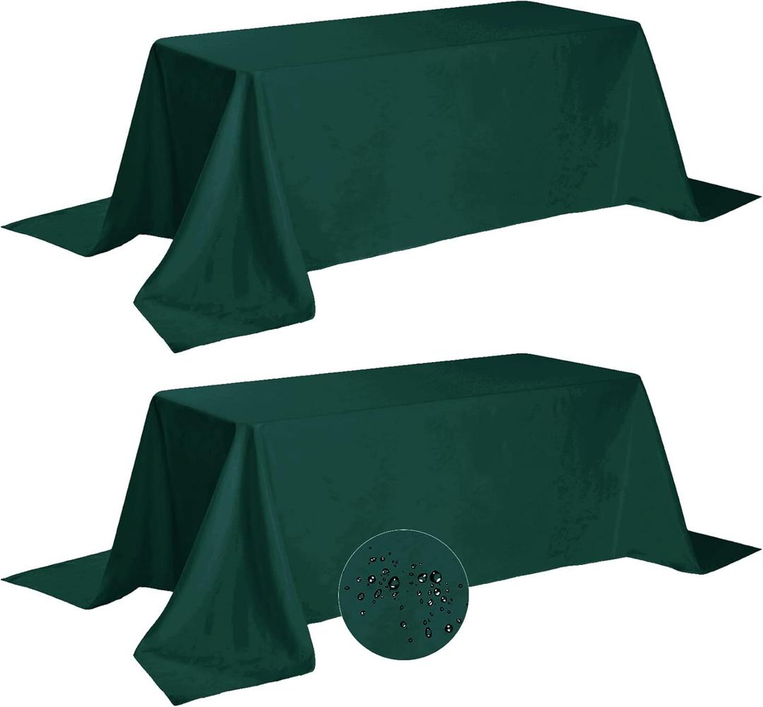 Fokitut 2 Pack Waterproof Rectangle Tablecloth, 90x156 Inch,Stain Resistant and Wrinkle Polyester Table Cloth, Fabric Table Cover for Kitchen Dining, Wedding, Party, Holiday Dinner-Hunter (90x156''-2pack)