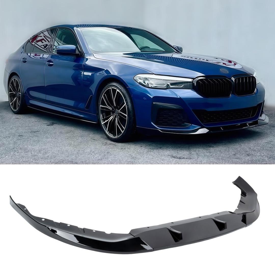 Front Lip Splitter Compatible with BMW 5 Series G30 LCI M Sport 20212023, Gloss Black, Fits for 530i 530e 540i M550i & xDrive Models WheelX