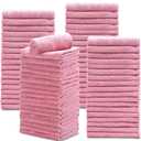 Newwiee 72 Pack Microfiber Bleach Proof Towels Bulk for Salon 18 x 30 Inch Dry Lint Free Hair Drying Hand Towels for Hair, Gym, Bath, Spa, Shaving, Barber(Pink)