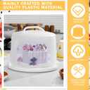 Baderke 10 Inch Round Cake Carrier with Lid and Handle - Two Sided Cake Holder & Box for Transport, Pie, Cupcake(White)