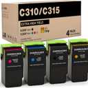 C310 / C315 Extra High Capacity Toner Cartridge Set (4-Pack, BK/C/M/Y) - Compatible 006R04364 006R04365 006R04366 006R04367 Toner Cartridge Replacement for Xerox C310 C310DNI C310DNIM C315 Printer