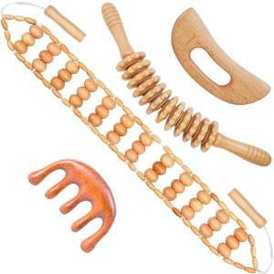 4Pcs Wood Therapy Massage Tools Lymphatic Drainage Massager Wooden Massager Body Sculpting Tools for Maderoterapia,Anti-Cellulite,Pain Relief