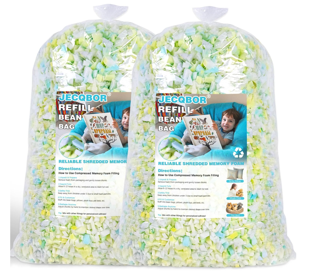 10lbs Shredded Memory Foam Filling for Bean Bag Chair, Premium Beanbag Stuffing High Density Memory Foam Refill