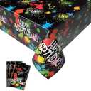 3 Pack Happy Birthday Tablecloth, Colorful Table Cloth Rectangle, Splatter Graffiti Birthday Table Cover Disposable for Kid Adult Birthday 54x108 inch