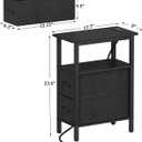 Narrow Side Table for Small Spaces, Skinny End Table with Charging Station, Sofa Beside Table with 2 Fabric Drawers and 1 Open Compartment, Slim Nightstand with USB Ports Outlet, Black UTBT004B