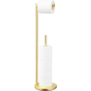 Toilet Paper Holder Stand, Bathroom Toilet Paper Roll Holder Stand with Reserve, Standing Toilet Paper Holder with Storage,Toilet Paper Roll Holder for 4 Rolls, Gold