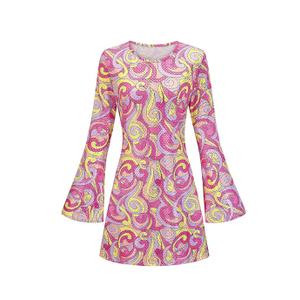60s 70s Hippie Disco Dress Costume Women's Retro Disco Outfit Women Halloween Floral Dresses with glasses,size XXL