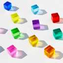 Candywood Rainbow Acrylic Gem Cubes Blocks Children Educational Sensory Training Crystal Toys Baby Learn Color Light Shadow Stacking Toys (10-Pcs)