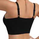 LIIJOO Seamless Wireless Bralette, Scoop Neck Camisole Crop Top, Pleated Front, Wide Band, Removable Pad Inserts, Adjustable Shoulder Straps, Everyday Sleep LoungeBlack, M Size (Black)