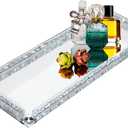 Crystal Glass Serving Tray, Crushed Diamond Filled Modern Glass Mirror Jewelry Trinket Tray, 13.7" x 5.9" Rectangular Makeup Perfume Tray for Bedroom Dresser, Home Decor, Banquet,Party(Silver)