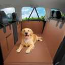 Dog Car Seat Cover for Back Seat, 52"x65" Waterproof Hard-Bottom Hammock with Side Flaps, Heavy-Duty 450lbs, Non-Slip & Scratch-Proof PU Leather Protector for SUV, Truck & Sedan Brown