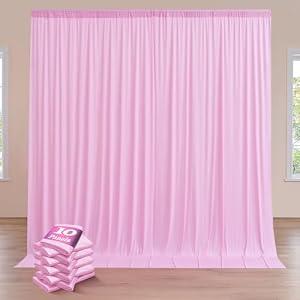 50ft x 12ft Wrinkle Free Pink Backdrop Curtains for Parties, 10 Panels 12FT Long Photo Backdrop Drapes Silky Back Drop Cloth for Wedding Birthday Photography Background Decor