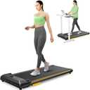 UREVO Under Desk Treadmill for Office Under Desk, Walking Pad 2 in 1 for Home/Office, Portable Walking Pad Treadmill with Remote Control, LED Display (Yellow)