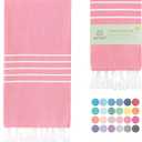 WETCAT Turkish Beach Towel Oversized (38"x71") 100% Turkish Cotton, Made in Turkey - Sand Free, Extra Large, Ultra Soft, Quick Drying, Compact & Lightweight for Travel - Hot Pink